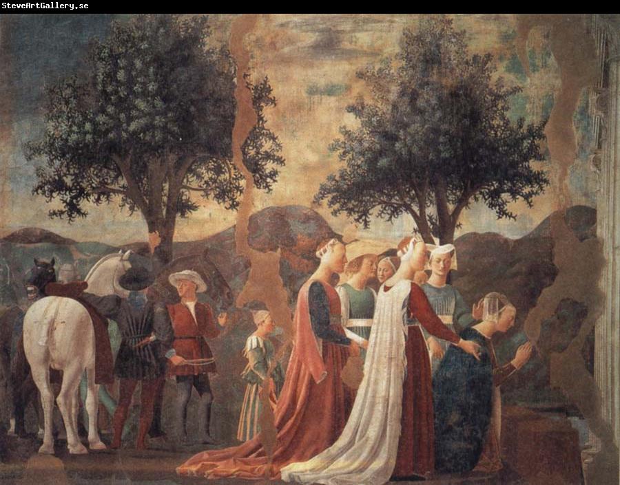 Piero della Francesca Die Konigin von Saba betet das Kreuzesholz an